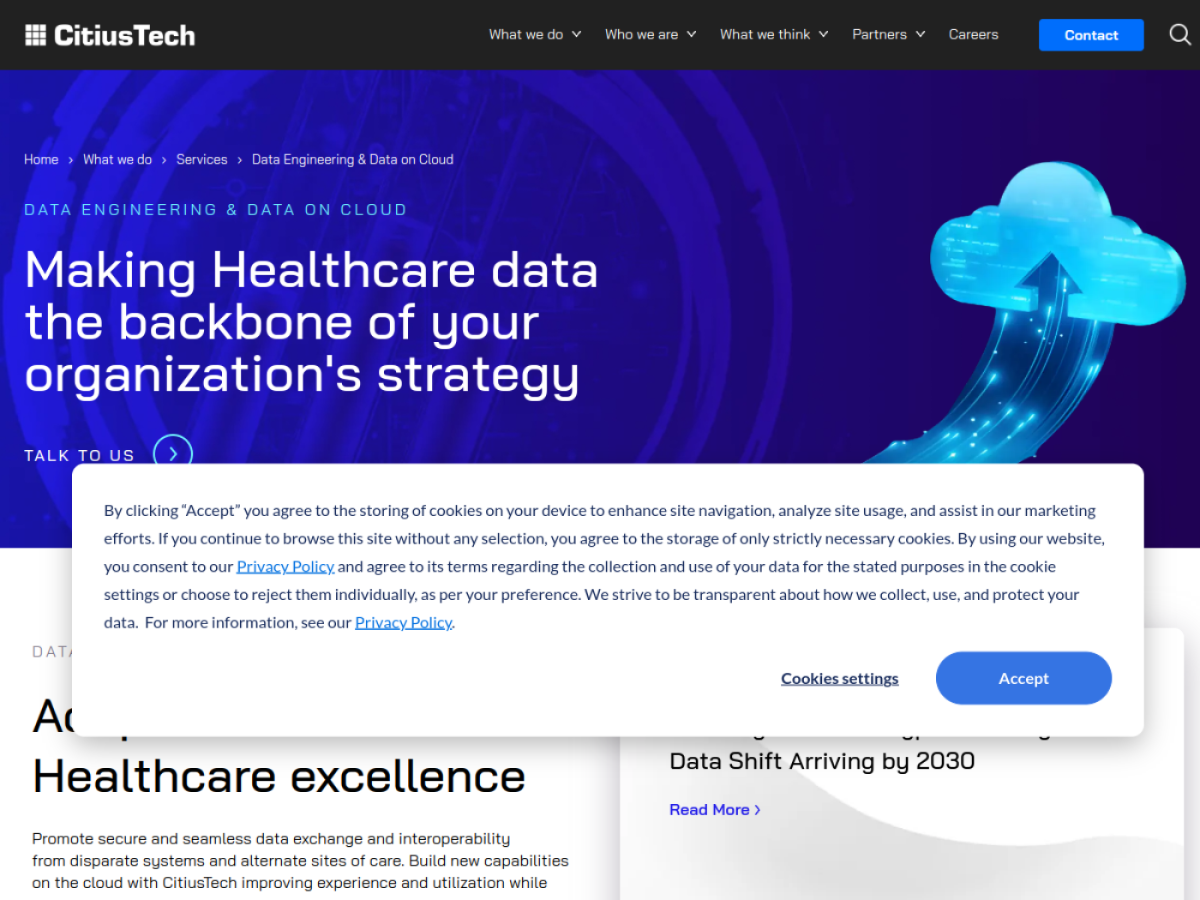 CitiusTech data engineering and data on cloud page